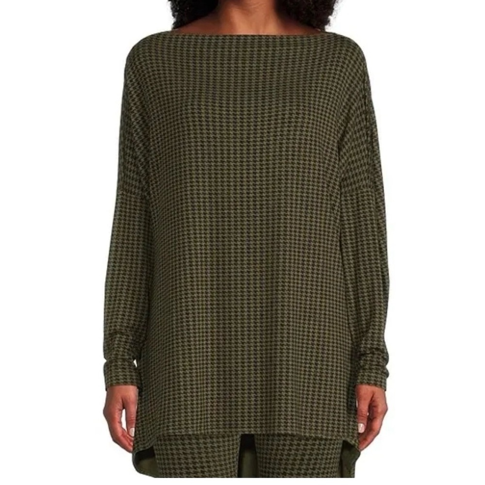 Bryn Walker Oversized Boat Neck Olive Green Tunic Top Size XS
